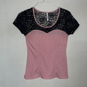 Lace and pink shirt